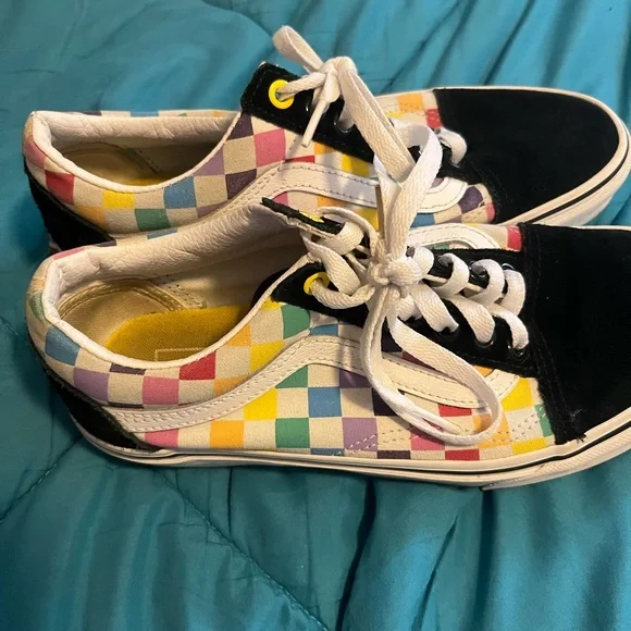 Colorful Checkered vans size W8 M6.5 - Picture 2 of 5